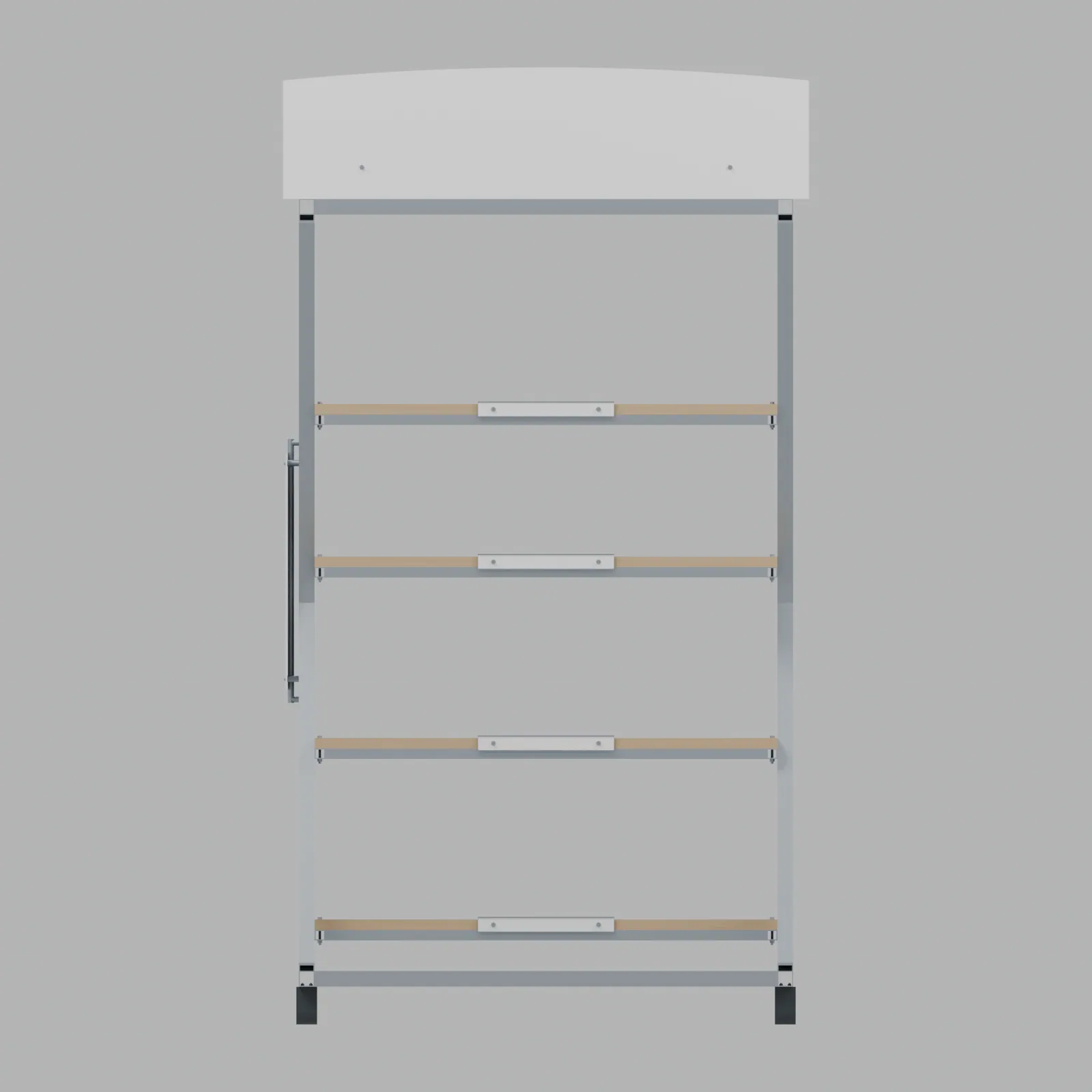 Four shelf floor stand, front view